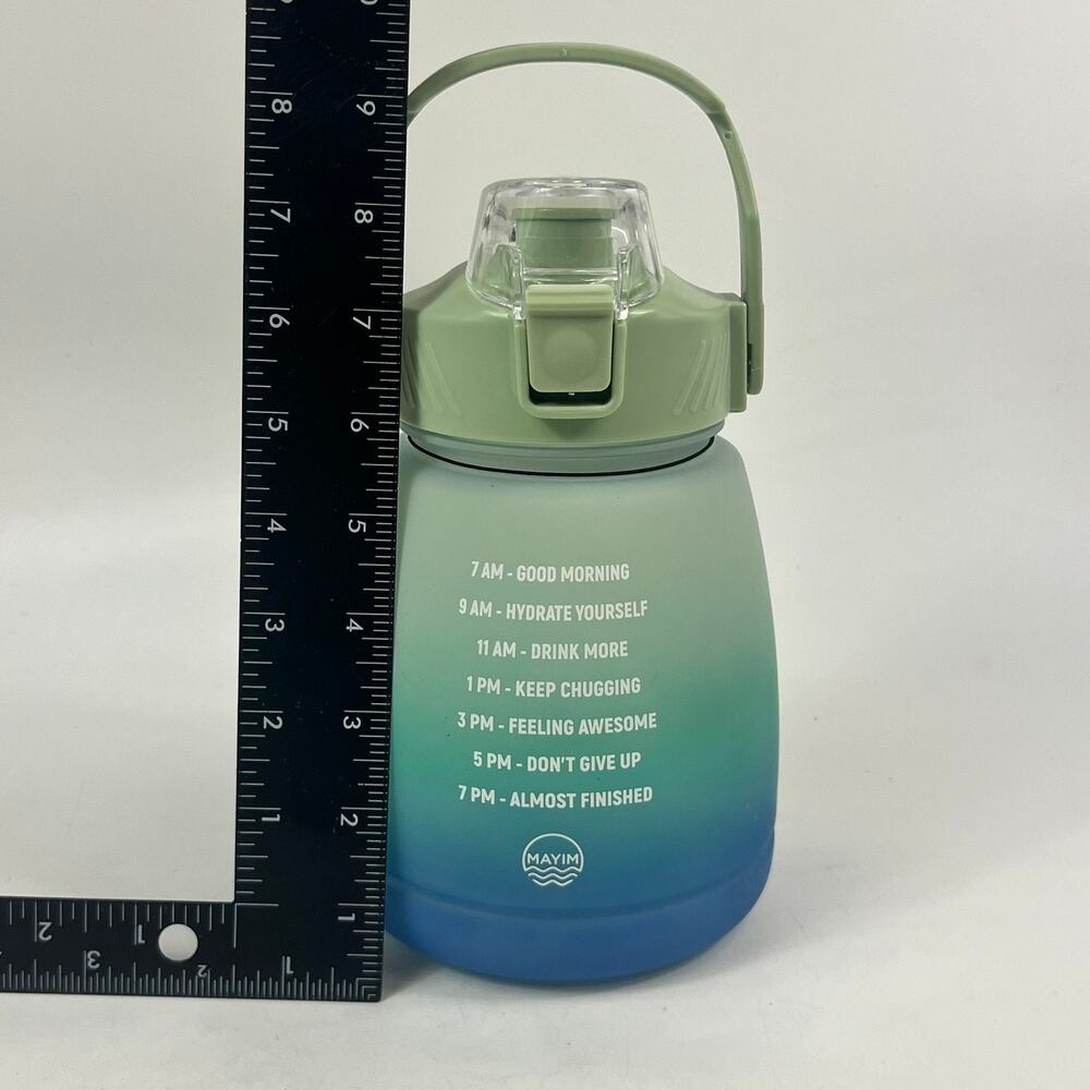 Mayim Water Bottle Jug Motivational Time Marker 1300ml 44 oz Green Blue Ombre - Picture 6 of 7